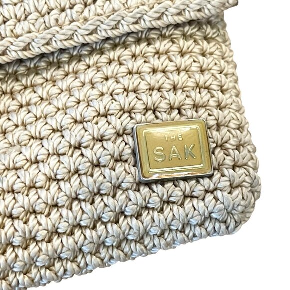 The Sak Womens Shoulder Bag Knitted Macramé Natural Beaded Fruit Design Motif - Picture 4 of 8